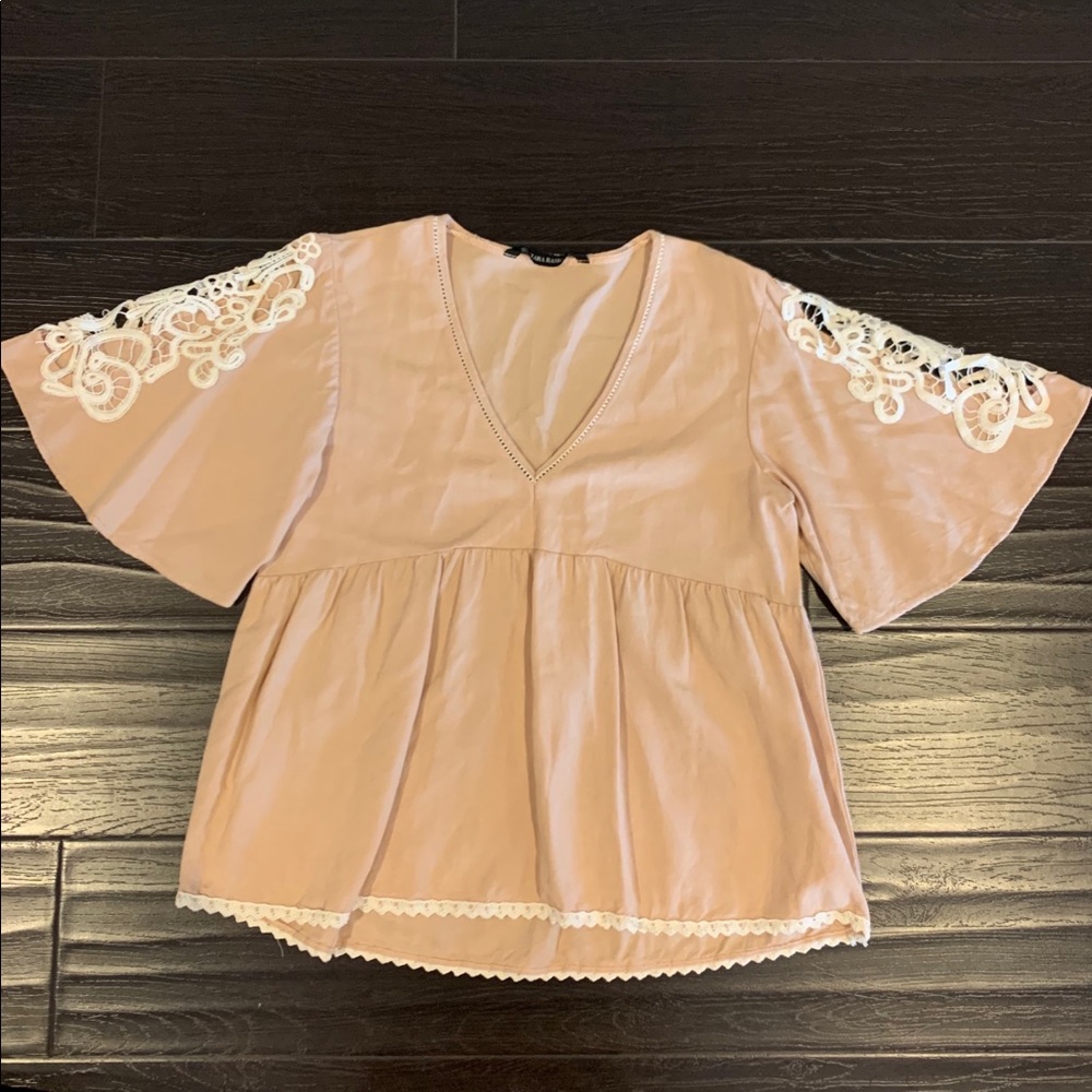 Embroidered sleeve top